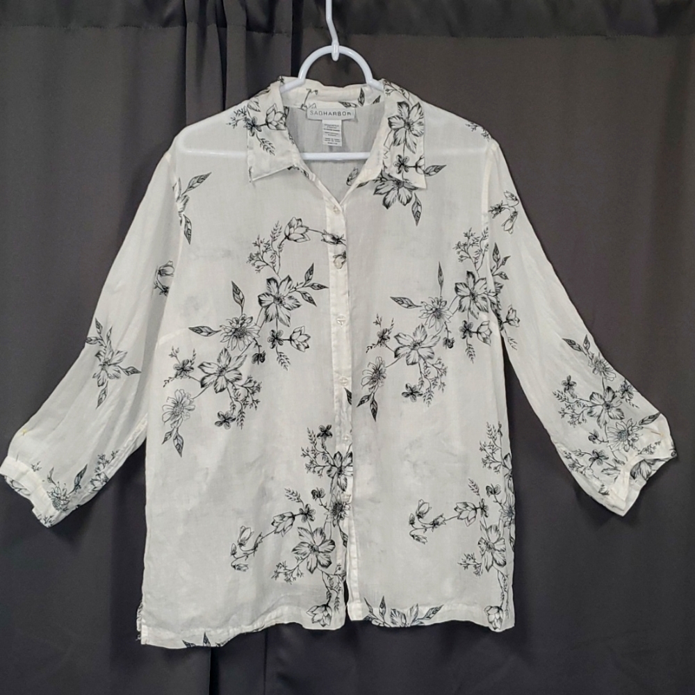 SAG HARBOR XL BLACK AND WHITE SHIRT